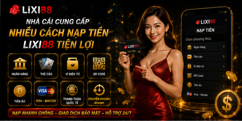 Nhà cái cung cấp nhiều cách nạp tiền Lixi88 tiện lợi